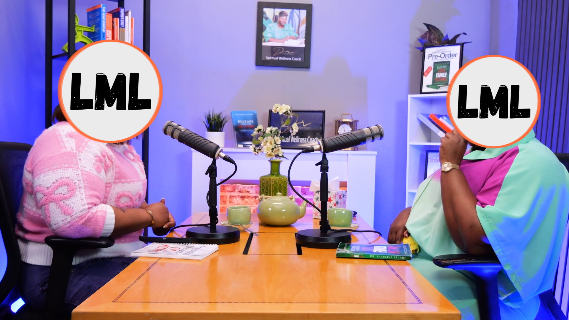 London Media Lounge podcast studio set 7 with vibrant decor